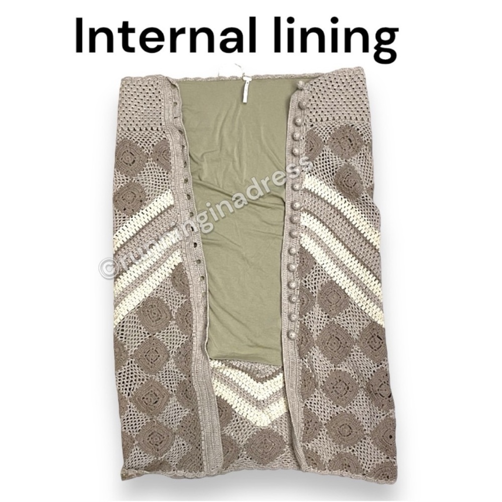 NWT Free People Touch The Sun Crochet Midi Skirt Size Small In Color Neutral - Picture 6 of 13